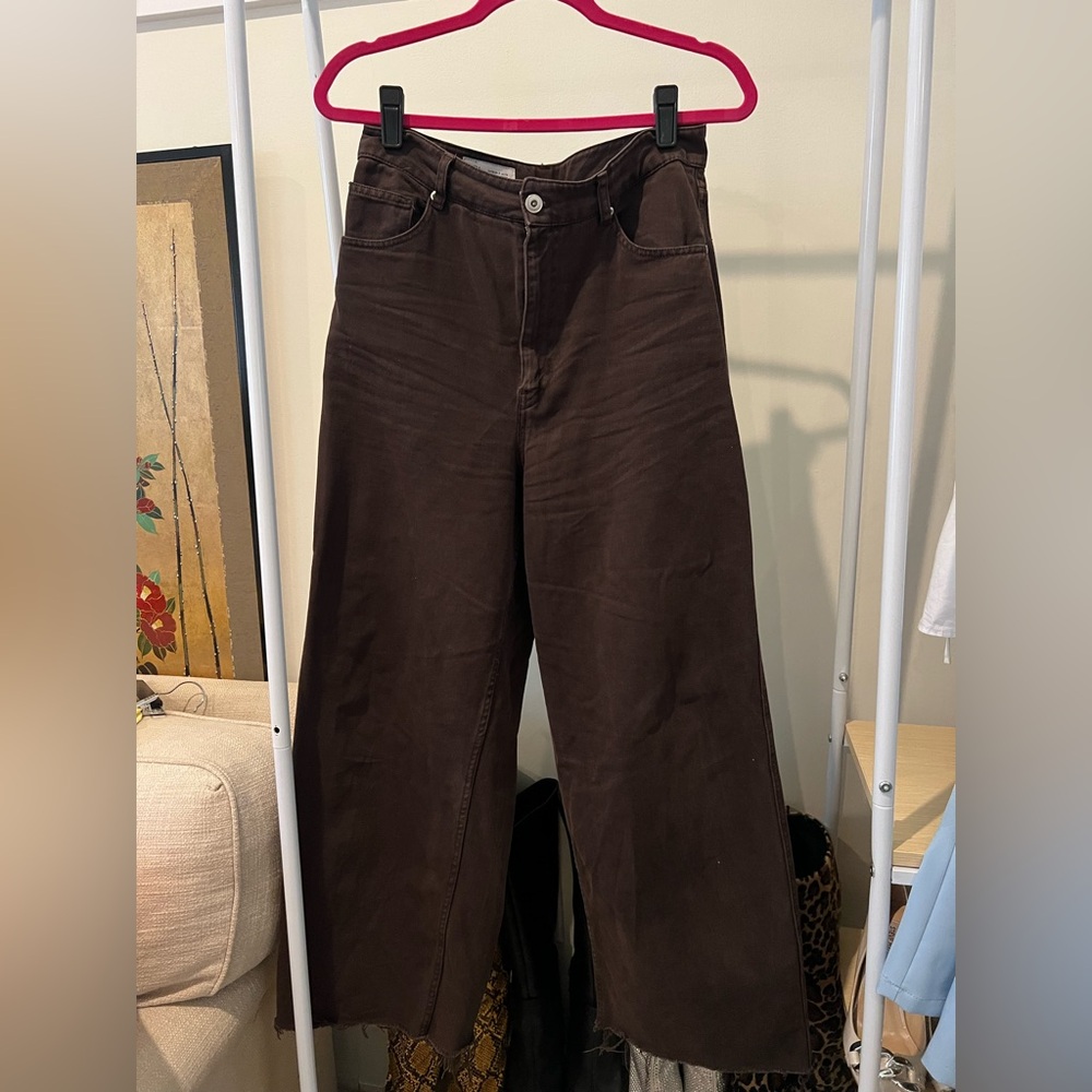 Zara super baggy brown jeans